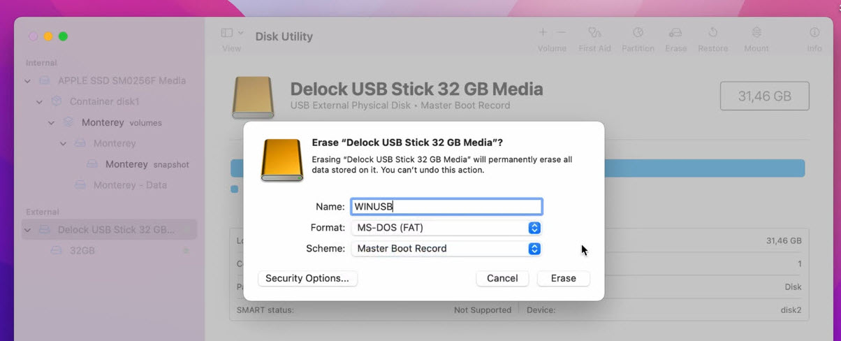 Create Windows 11 Bootable USB in macOS